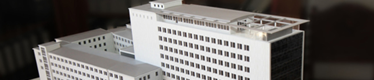 Model des Fakultätsgebäudes am Oskar Morgenstern-Platz (Außenansicht)